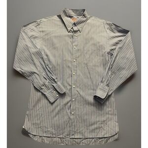 PINK Thomas Pink Long Sleeve Button Down Shirt Blue Striped Men's 16.5-35 JBHS
